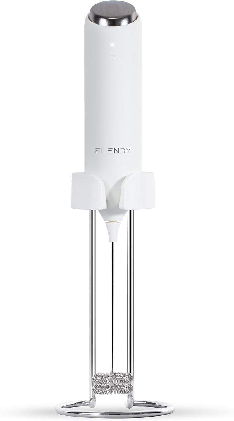Flendy Rechargeable Milk Frother Handheld, Coffee Frother Handheld with USB-C Charging Stand, Electric Drink Mixer Handheld, Mini Electric Whisk Frother for Coffee, Matcha, etc - Image 1